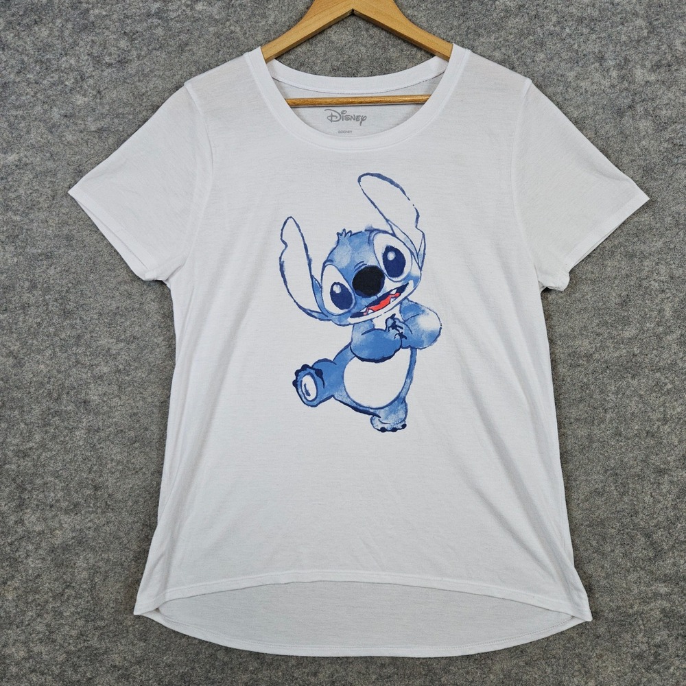 Disney Stitch Women's White Graphic Print Tee Size XXL T-Shirt‎ Poly/Rayon WEAR